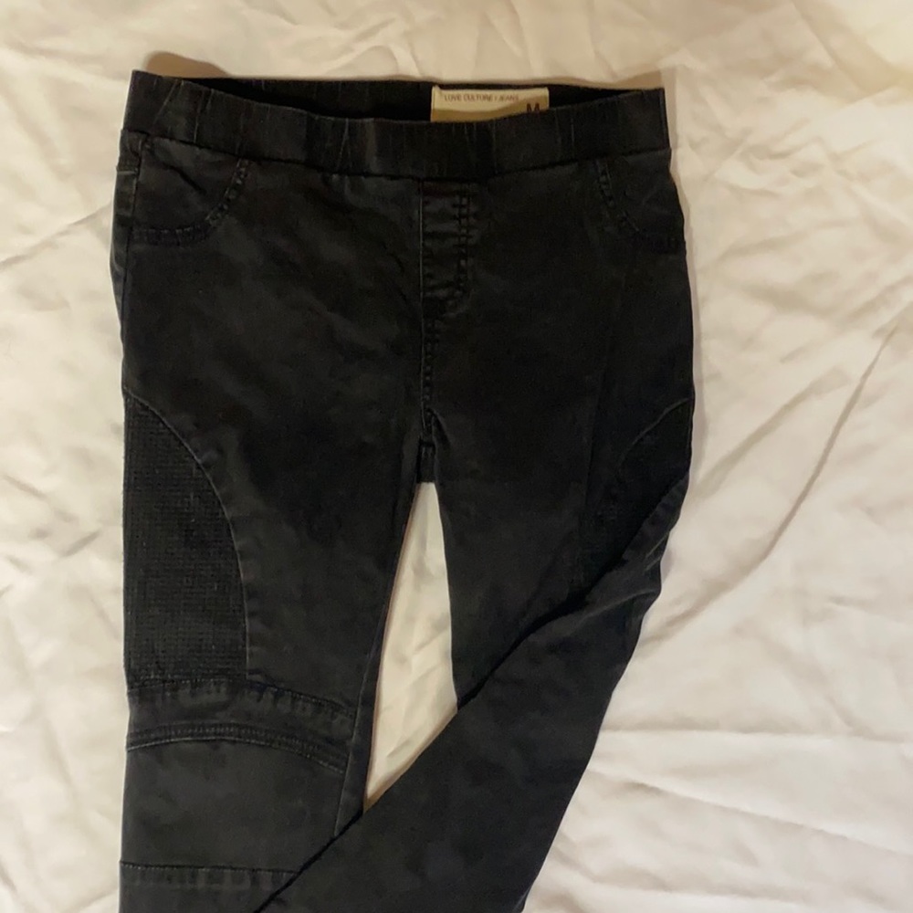 Black suede jeggings